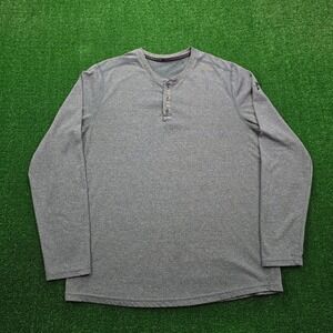 Under‎ Armour Threadborne Henley Shirt Mens Large Blue Teal Long Sleeve Athletic